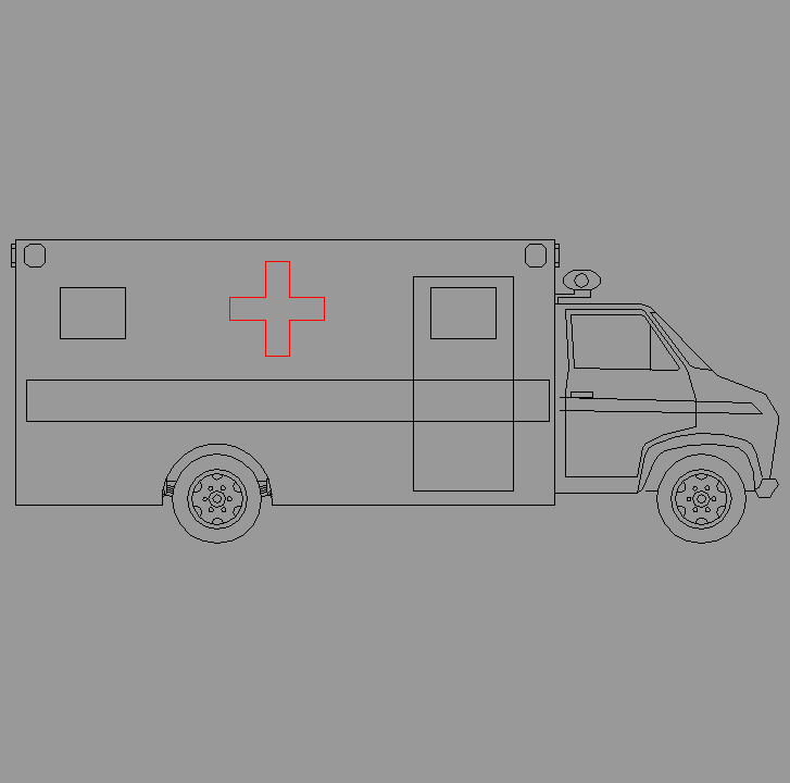Bloque Autocad Vista de Ambulancia Bibliot. 2D-3D en Perfil